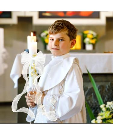 Drip Protection Communion Candle Set - 2 Piece Drop Catcher with Bow | Perfect for Baptism & Christening | Candle Accessories - Buy Online on GoSupps.com