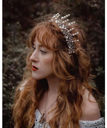 SWEETV Vintage Pearl Tiara | Bronze Queen Crown for Women | Royal Wedding Tiaras and Crowns | Jeweled Birthday Quinceanera Pageant Prom Headpiece - Valerie - Buy Online on GoSupps.com