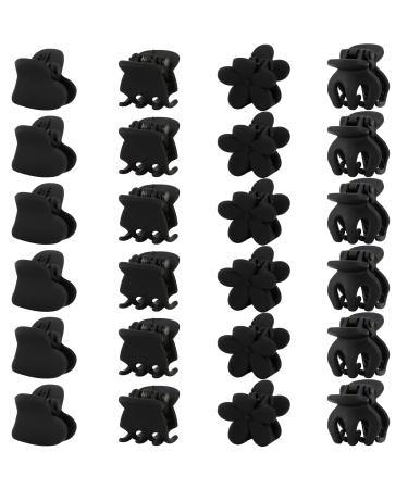 Hapdoo 24pcs Black Small Hair Clips Mini Matte Hair Claw Clips Non-slip Strong Hold Cute Jaw Clips Double Row Teeth Short Long Hair Accessories Barrettes for Women Girls