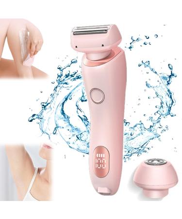 YOUBISON 2 in 1 Electric Shaver Razors for Women 2024 New Electric Razor for Bikini Legs Underarm Electric Razors for Women with Detachable Head Cordless Wet Dry Use (Pink)