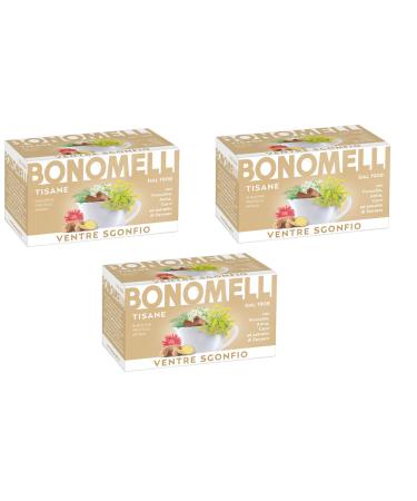 Bonomelli 3 x Bonomelli Sgonfio Belly Herbal Tea - Reduce Swelling Feeling with Fennel Lime Green and Ginger Extract - 16 100% Natural Filters