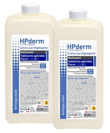 SORIFA Pack of 2 - HPderm Vegetogrins Cleansing Cream Strength 4 - Hands and Arms - Special Dirts - Grease Paint Ink Putty Tar Glue Foam - Soap Free - 1L Bottle