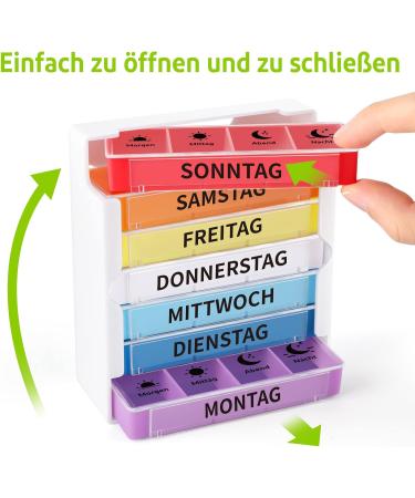 Weekly 7-Day Pill Organizer Box | 4 Compartment Medication & Supplement Storage | Opret Tablet Box with White Lid - Buy Online on GoSupps.com