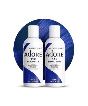 Adore Semi-Permanent Haircolor 112 Indigo Blue 4 Ounce (118ml) (2 Pack) 112 Indigo Blue 4 Fl Oz (Pack of 2)