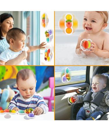 PROACC Silicone Suction Cup Spinner Bath Toys for Baby | Sensory Toy for Anxiety Relief | Travel Toys for Toddlers - 4PCS - Buy Online on GoSupps.com