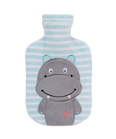 Fashy hot water bottle 0.8L with fleece cover hippo