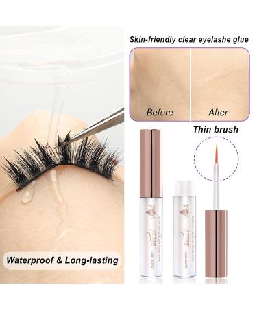 BEEOS Faux Mink Russian Strip Lashes 10 Pairs with Lash Glue - 19mm D Curl Cat Eye False Eyelashes for Natural Look - Medium Volume, Reusable, Flexible Cotton Band - Buy Online on GoSupps.com