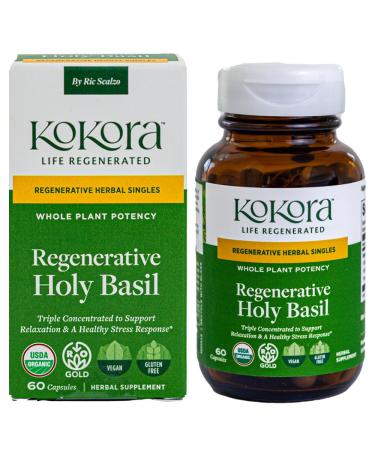 kokora Regenerative Holy Basil Regenerative Organic Certified Holy Basil Vegan Gluten-Free Relaxation & Healthy Stress Response Support 60 Capsules