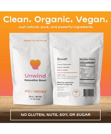 Unwind Boost Calming Organic Menopause Support | Stress Relief Protein Powder with Chamomile Lavender & Lemon - Buy Online on GoSupps.com