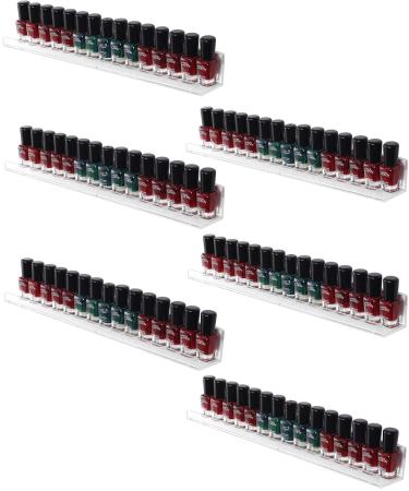 Sooyee 6 Pack Nail Polish Organizer Wall Mounted Shelf,Nail Polish Holder, Clear Acrylic Nail Polish Rack,Paint Organizer,Essential Oil Shelf Display 66-90 Bottles