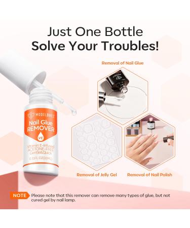 Modelones Nail Glue Remover Set for Press-On Nails | Non-Acetone Vitamin E Formula - 10ml - Buy Online on GoSupps.com