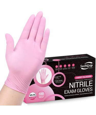 Pink Disposable Gloves 3-mil Medical exam Gloves Disposable Latex Free Gloves for Cleaning & Esthetician Pink Rubber Gloves Pink Cleaning Gloves Powder-Free 100-ct Box (Small) 100 Small (Pack of 100)