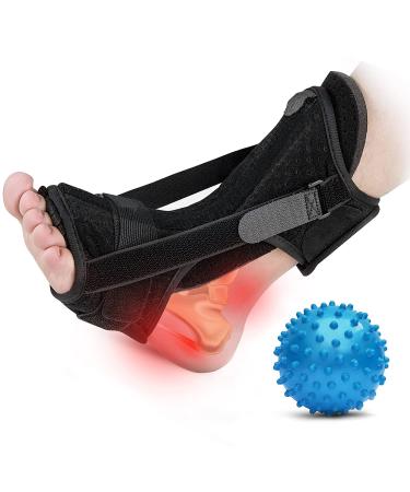 Plantar Fasciitis Night Splint - 2021 Upgraded Plantar Fasciitis Brace - Ankle Brace for Plantar Fasciitis Relief & Achilles Tendinitis Relief | Foot Drop Support with a Massage Ball for Reducing Heel Ankle Arch Pain