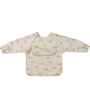  neeQbaby Play and Meal Bibs | Waterproof Long Sleeve Toddler Bibs with Chest Pocket | Rainbow & Clouds Design - International Shipping Available - Buy Online on GoSupps.com