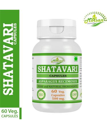 Natural and Pure Herbal Asparagus RACEMOSUS (Shatavari) Extract Capsules | Highest Potency 100% Herbal Product | Pack of 60 X 500 mg. Veg. Capsules (Pack of 2 Jar) - Buy Online on GoSupps.com