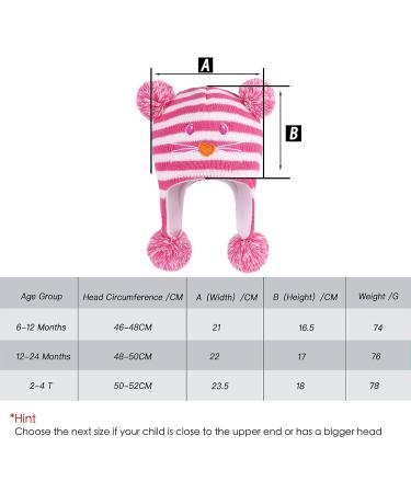 Winter Earflap Knit Hat for Baby Boys Girls 6-12 Months - Cat Design, Fleece Lined Beanie - Buy Online on GoSupps.com
