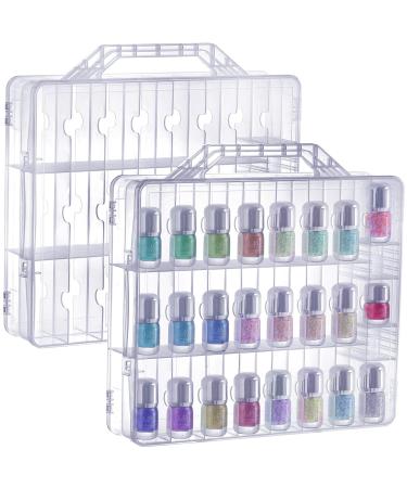 Foraineam Double Sided Clear Nail Polish Organizer Box - Holds 48 Bottles with Adjustable Dividers - Nail Tools Holder Case - 2 Pieces - Buy Online on GoSupps.com