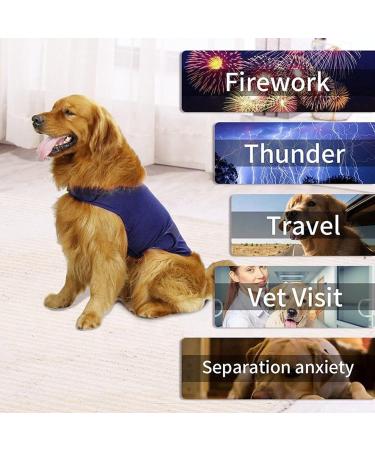 Buy Dog Fear Jacket Calming Coat - Thunder Wrap Vest for Stress Relief | Reflective Stripes | Dark Blue M - Buy Online on GoSupps.com