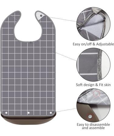 4 Pack Adult Bibs for Eating - Waterproof Clothing Protector with Crumb Catcher, Washable & Reusable - Elderly Men and Women, Senior Citizen Feeding Bibs - Buy Online on GoSupps.com