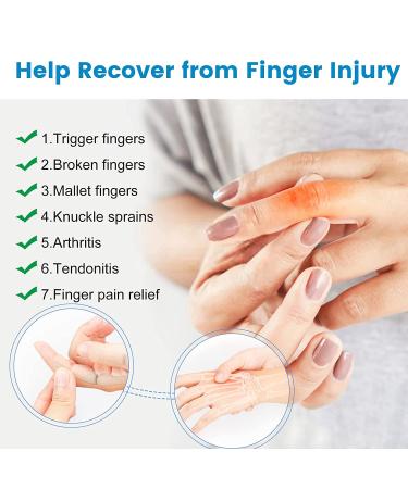 Finger Splint Set of 2 - Trigger Finger Brace for Pain Relief & Sport Injuries with 10 Nylon Sleeves - Relieve Stiffness, Swelling & Sprained Knuckles - Black - Buy Online on GoSupps.com