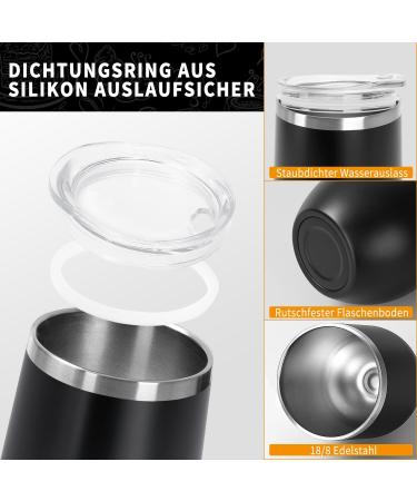 Telanks Mate Becher - 340ml Double-Walled Stainless Steel Yerba Mate Cup with Bombillas & Cleaning Brush | Black - Buy Online on GoSupps.com