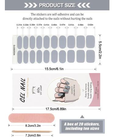 Kalolary 20PCS Gray Gel Nail Polish Strips: Full Wraps Self-Adhesive Stickers with File & Stick - UV/LED Lamp Required - Buy Online on GoSupps.com