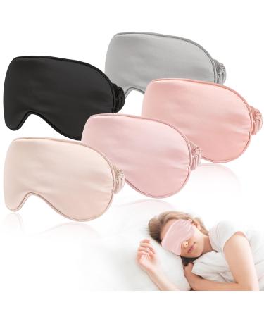 5 Pack Sleep Mask Super Soft Eye Masks with Adjustable Strap for Sleeping Eye Mask for Women Men Comfortable EyeShade Cover Night Blindfold for Night Sleep Nap Traveling Gifts