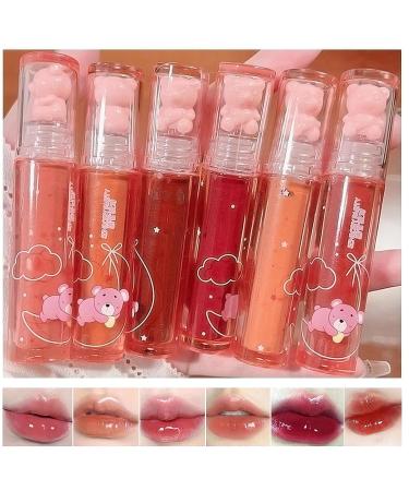 6Pcs Bear Lip Glaze Jelly Lipstick | Cute Moisturizing Lip Stain & Plumping Gloss | Long Lasting Waterproof Cheek Rouge Tint | International Shipping Available - Buy Online on GoSupps.com