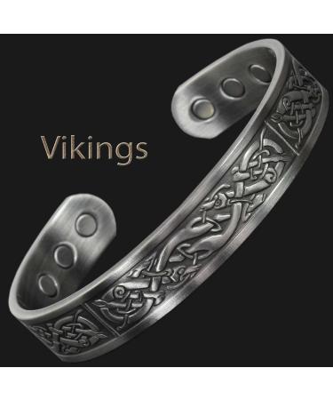 Holistic Magnets Viking Copper Bracelet XL - Antique Silver Magnet Bracelet for Men | Arthritis Relief & Unique Gift | VP (XL: 22-24cm) - Buy Online on GoSupps.com