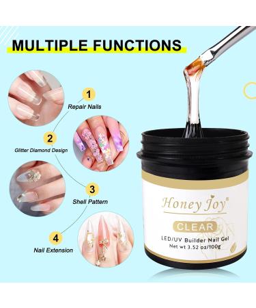 Honey Joy Clear Builder Nail Gel 100g/3.5oz | Sculpting & Nail Extensions Gel | LED/UV Builder Gel for Nail Art | HJ-GEL005-Clear - Buy Online on GoSupps.com