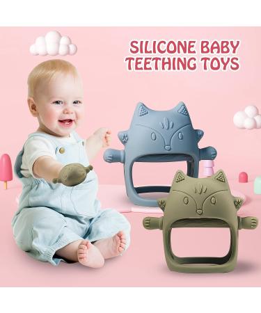 Silicone Baby Teething Toy for 0-6 Months | Wearable Anti-Drop Teether Mitten for Infants | Soothes Sore Gums | Blue - Buy Online on GoSupps.com