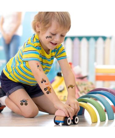 Monster Truck Birthday Party Temporary Tattoos - 42 Pieces, 10 Sheets of Big Cars & Finish Lines Stickers for Kids Girls Boys - Ideal Decorations & School Rewards - Buy Online on GoSupps.com
