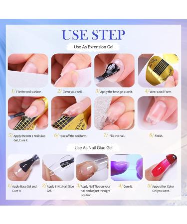 Born Pretty 8 in 1 Nail Glue Gel Kit - Acrylic Nail Extension, Repair & Base Gel - Buy Online on GoSupps.com
