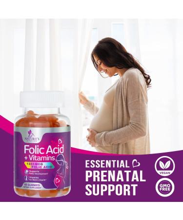 Extra Strength Prenatal Folic Acid Gummies for Women - Chewable Folate Supplement for Pregnancy - 60 Peach Flavor Gummies - Buy Online on GoSupps.com