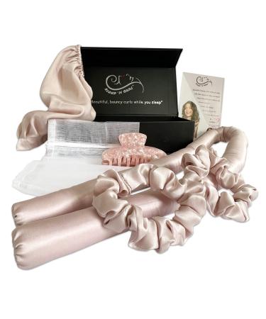 Sleep  N Curl - 100% Pure Mulberry Silk - Heatless Hair Curler KIT with Pure Silk Cap (Bonnet)