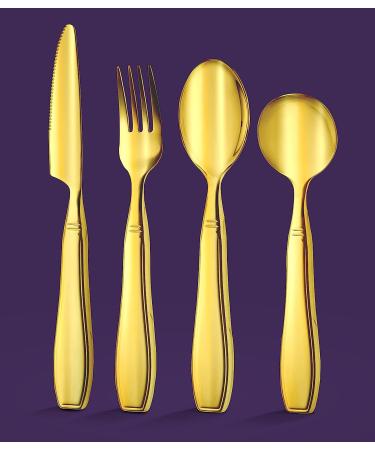 Special Supplies Adaptive Utensils (4-Piece Stainless Steel Set) Heavy Weighted, Non-Slip Handles for Hand Tremors, Arthritis, Parkinson's, Elderly Use 7oz Each Gold - Buy Online on GoSupps.com