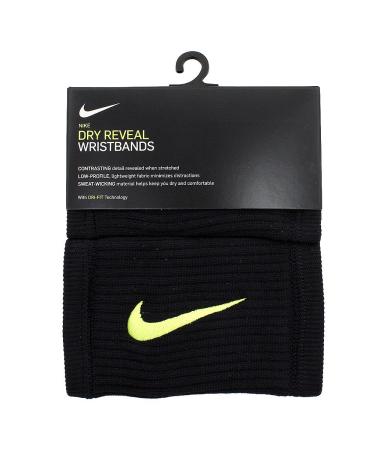 NIKE Adults' Dri-Fit Reveal DW Wristbands085 Black Volt Sweatbands, One Size