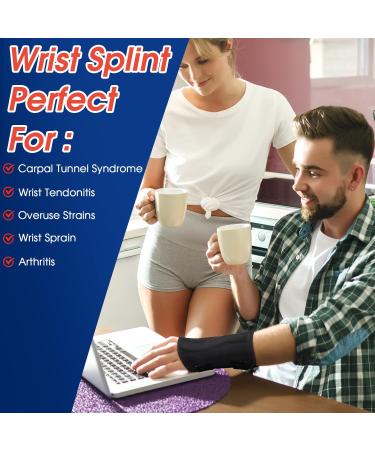 Wrist Brace with Metal Wrist Splint Carpal Tunnel Wrist Brace for Night Sleep Adjustable Wrist Support Men Women for Tendonitis Arthritis Pain Relief - Left Hand Small Fit Wrist 5.1-6.9 inch Left Hand-black Small - Buy Online on GoSupps.com