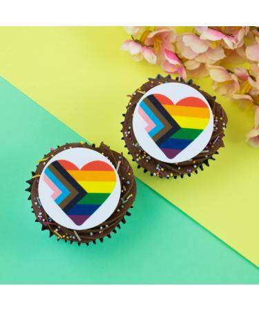 Pride Progress Heart 12 x 2" / 5cm edible wafer paper discs pre cut