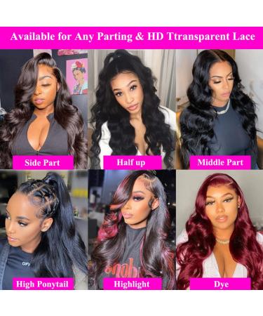 20 Inch HD Body Wave Lace Front Wig - 150% Density Brazilian Virgin Human Hair - Transparent Frontal - Pre Plucked with Baby Hair - Natural Color - Glueless for Women - Buy Online on GoSupps.com