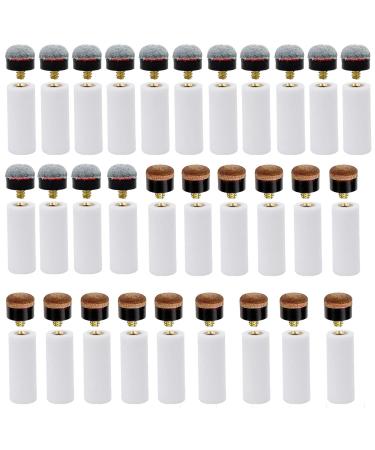 Ltvystore 60Pcs 13mm Hard Brown& Soft Grey Cue Tips Billiard Replacement Screw-on Tips with White Pool Cue Stick Ferrules, Durable Professional Snooker Cue Replacement Parts Stick Repair Tool Set brown 12mm