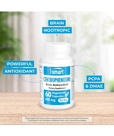 SuperSmart Centrophenoxine 500mg - Nootropic Supplement (DMAE & pCPA) | Non-GMO Gluten Free 60 Vegetarian Capsules - International Shipping Available - Buy Online on GoSupps.com