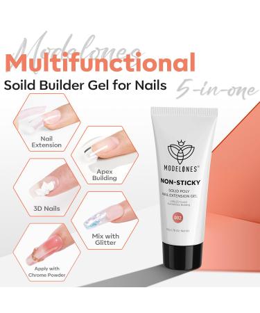 Modelones Solid Builder Gel for Nails - Non-Sticky Poly Gel Nude Hard Gel for Nail Extensions & 3D Art 50g - Beginner-Friendly Molding Gel - Buy Online on GoSupps.com