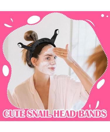Plush Snail Headband Black Face Wash Spa Headband Makeup Cute Coral Fleece Elastic Headband Cartoon Hair Accessories for Women Girls Washing Face Skincare - Buy Online on GoSupps.com