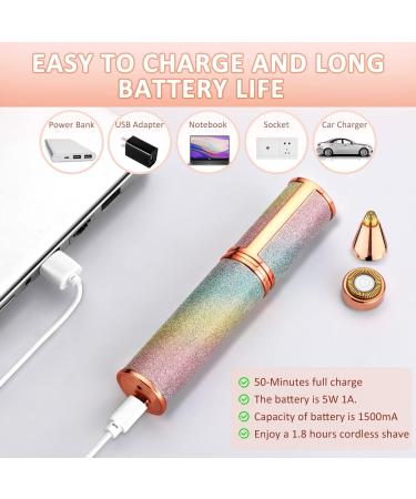 2 in 1 Eyebrow Trimmer & Facial Hair Removal for Women USB Rechargeable, Painless Razor with LED Light for Face, Lips, Nose & Body - Buy Online on GoSupps.com