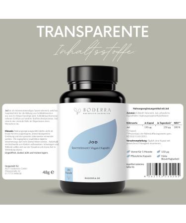 Boderra Iodine Capsules - 150 Vegan Tablets | High-Dose Iodine 150 g | Stock for 5 Months | Bioavailable Iodine Supplement - Buy Online on GoSupps.com