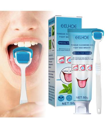 ulapithi Tongue Cleaning Gel with Brush | Oral Care Removes for Oral Odor Fresh Breath Tongue Coating Cleaning Bad Breath Treatmen t for Adults