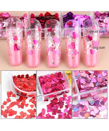 3D Heart Nail Art Stickers - Glitter Decals Love Sequins for Acrylic Nails - Buy Online on GoSupps.com