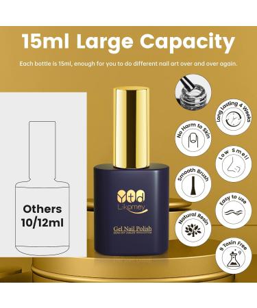 YTD Likomey Gold Foil Gel Polish - No Wipe Long Lasting Shiny Finish - 15ml UV Nail Varnish for Salon & Home DIY Manicure - Buy Online on GoSupps.com