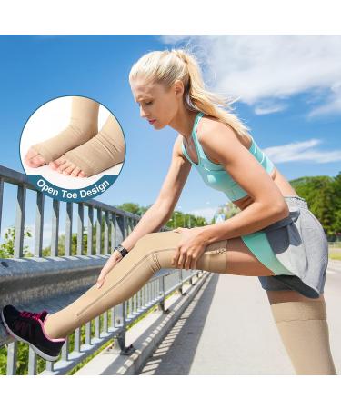 Newcotte Open Toe Thigh High Compression Socks 20-30mmHg for Men & Women, XL - Reduce Swelling & Edema with Zipper Closure - Buy Online on GoSupps.com